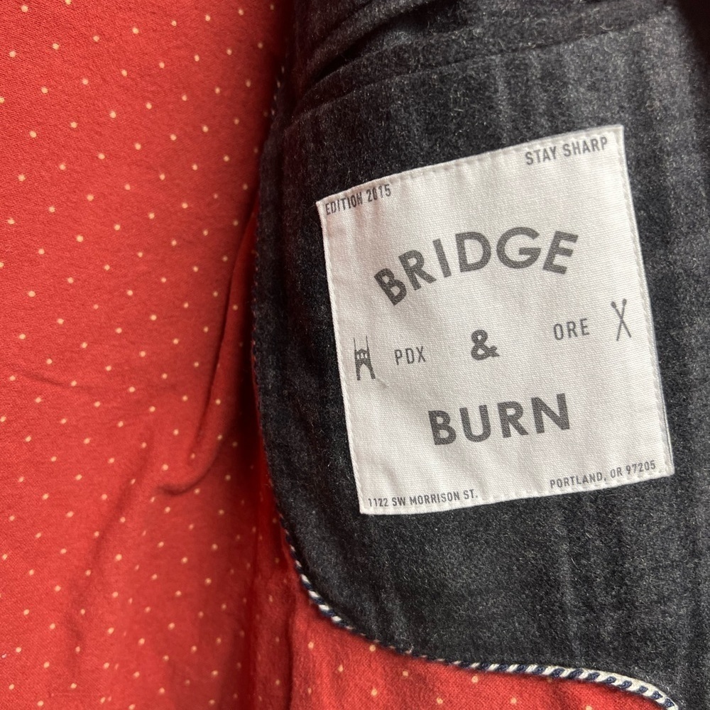 BRIDGE & BURN Gray Plaid Wool Coat - Picture 11 of 12